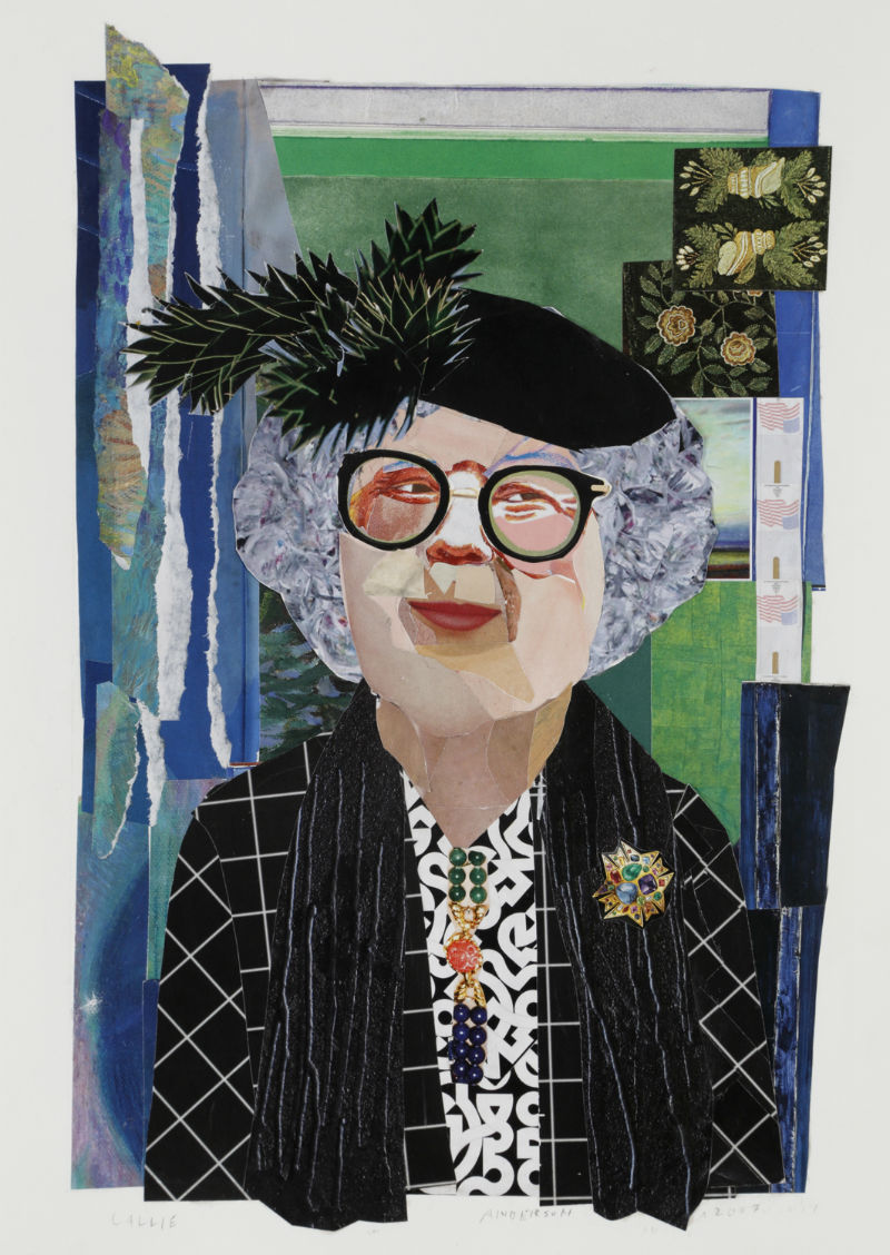 "Callie" by Ann Stewart Anderson, 16x12in, cut paper mosaic (2017)
