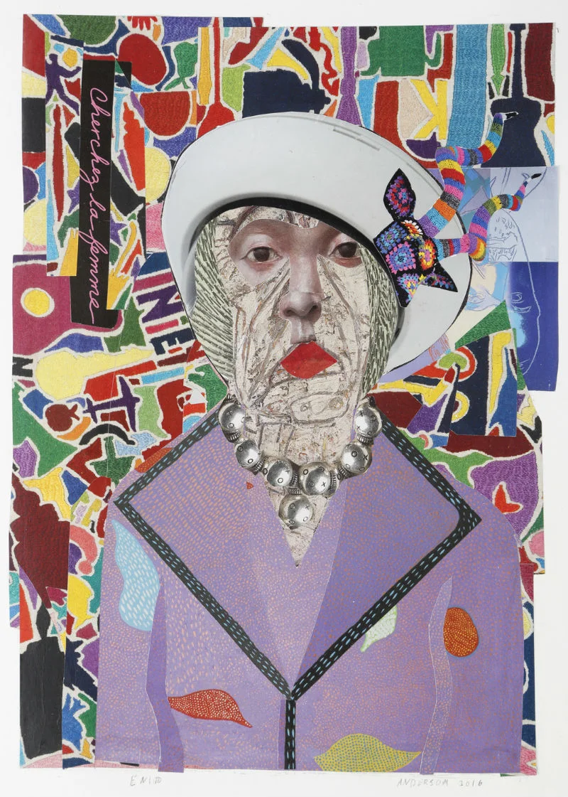 "Enid" by Ann Stewart Anderson, 16x12in, cut paper mosaic (2017)