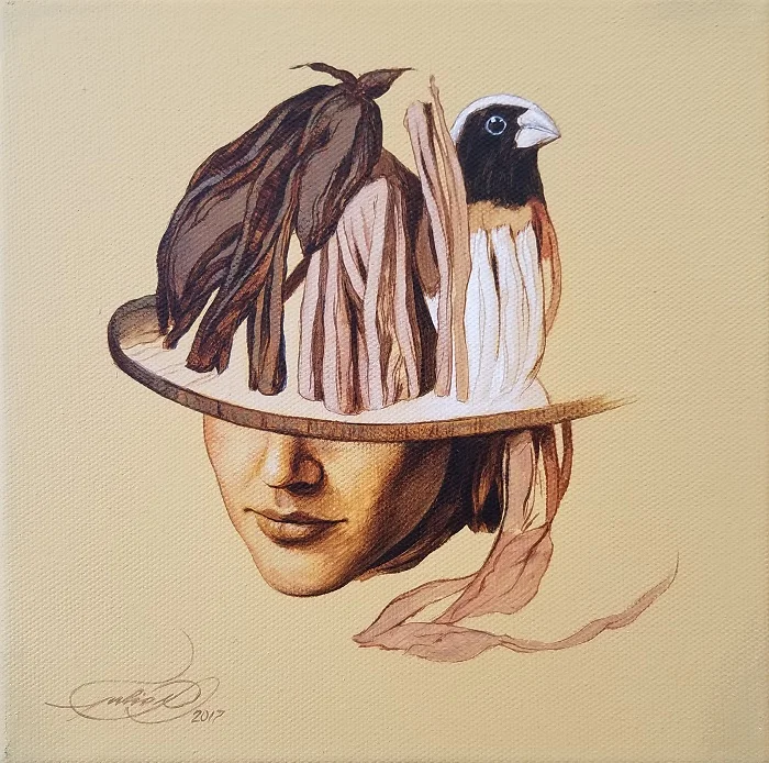 "G" by Julio Cesar Rodriguez, 8x8in, acrylic on canvas (2017), $400 | BUY NOW