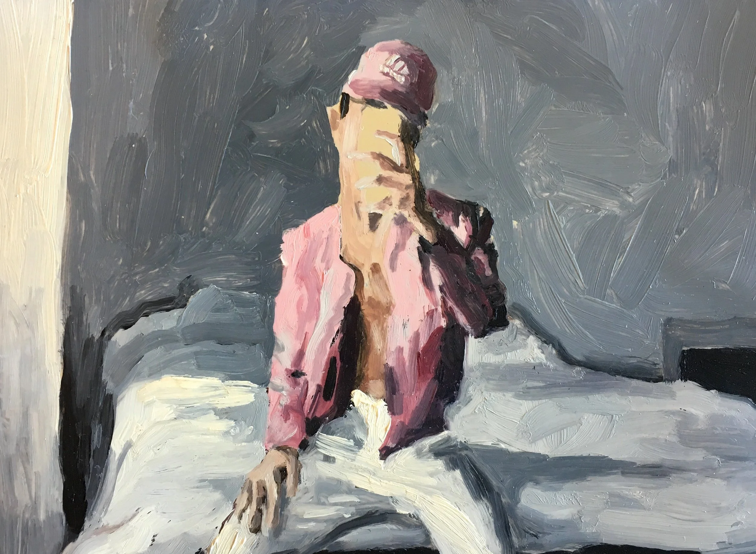 "Diogo In Pink" by Adam Chuck, 5x7in, oil on mylar