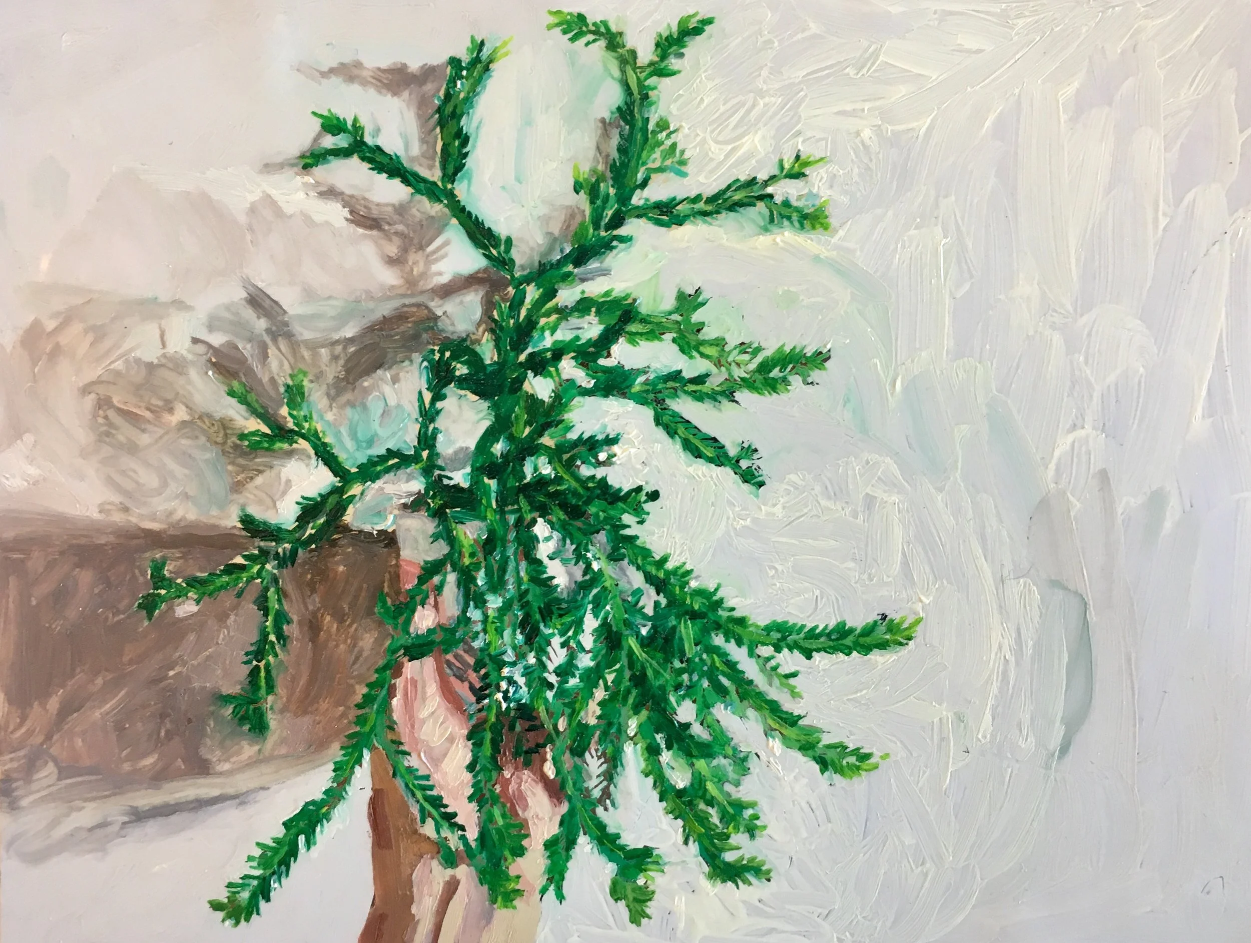 "Hand Palm" by Adam Chuckn, 5.5x7in, oil on mylar