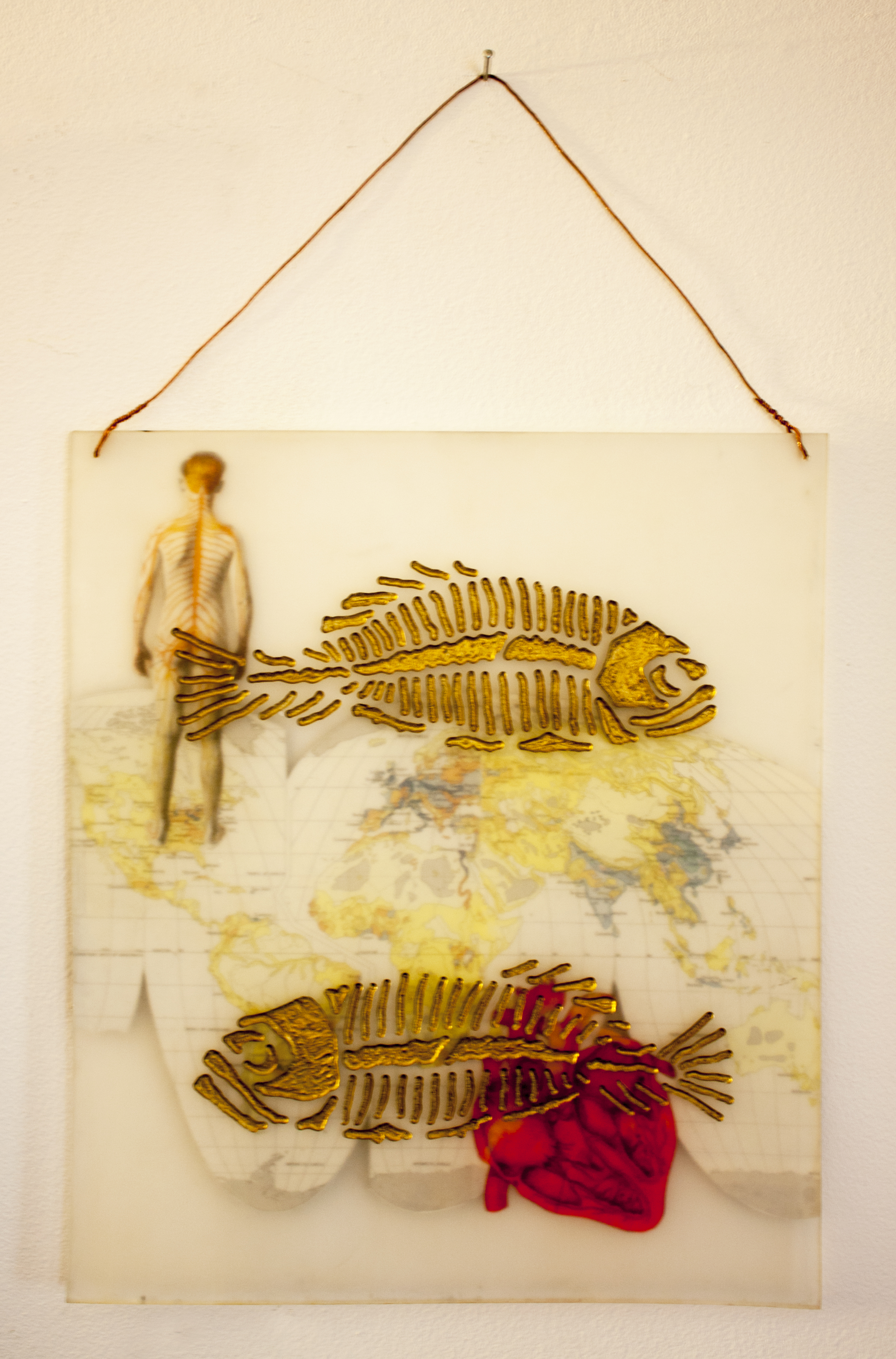 "Untitled", 12x20in, collage and gold paint on acrylic plastic. Price not available (Photo courtesy Kelly Rains)