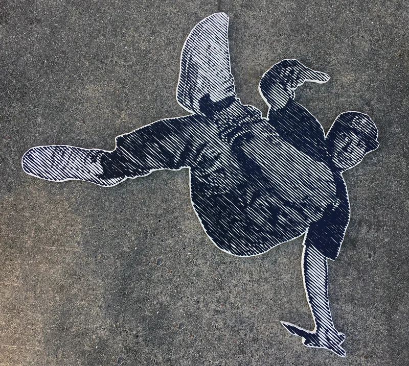 "B-Boy" by Erik Orr, 3x3ft, acrylic on wood (2017)