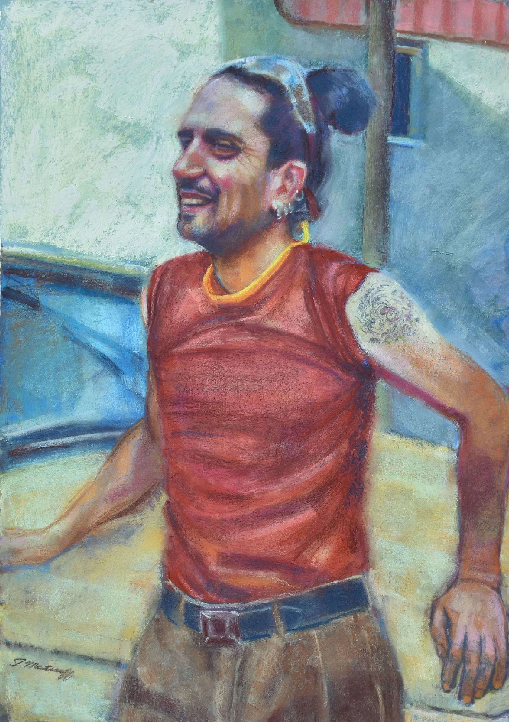 "Chillin'" by Sharon Matisoff, 27x19in, pastel on sanded paper (2017)