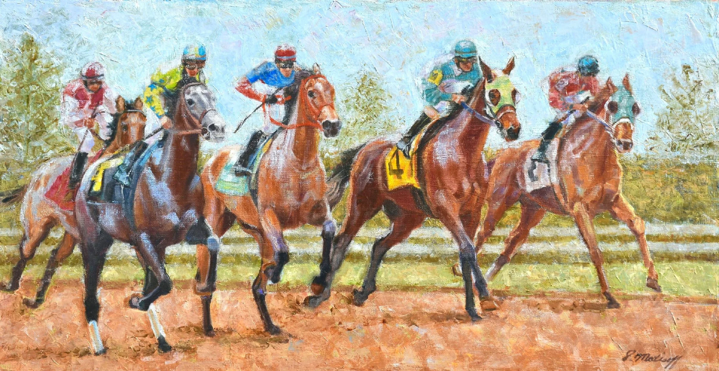 "For the Roses" by Sharon Matisoff, 19x36in, oil on canvas (2017)