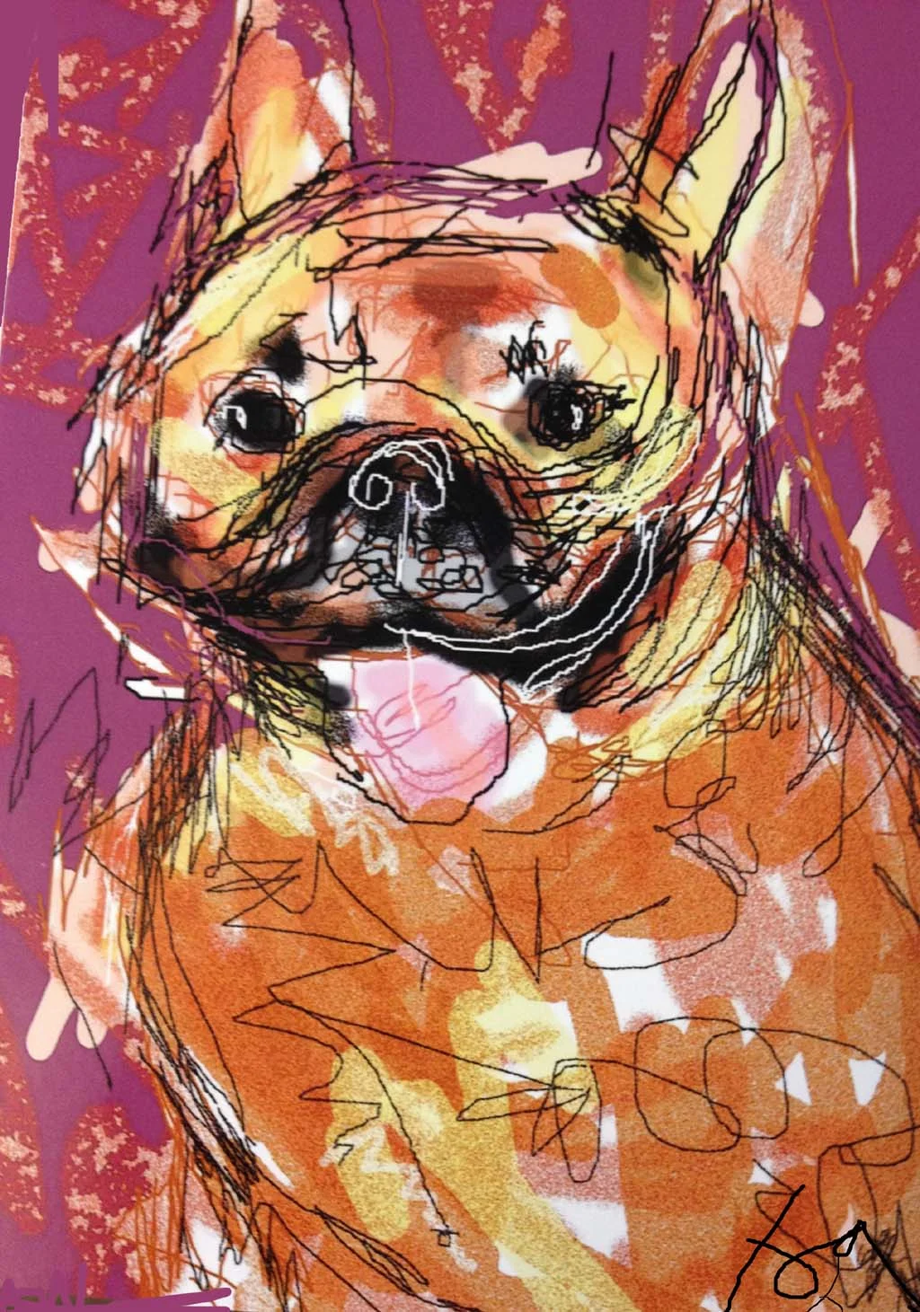 "Frenchie" by Joyce Goldin, digital painting (2014)