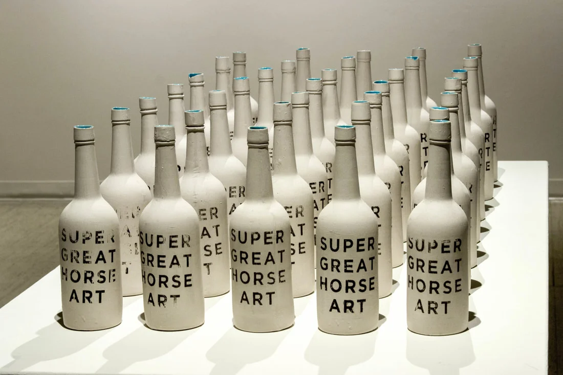 "SUPER GREAT HORSE ART" by Luke Gnadinger, Ceramic, Set: 12Hx24Wx48Din, 2015, POR