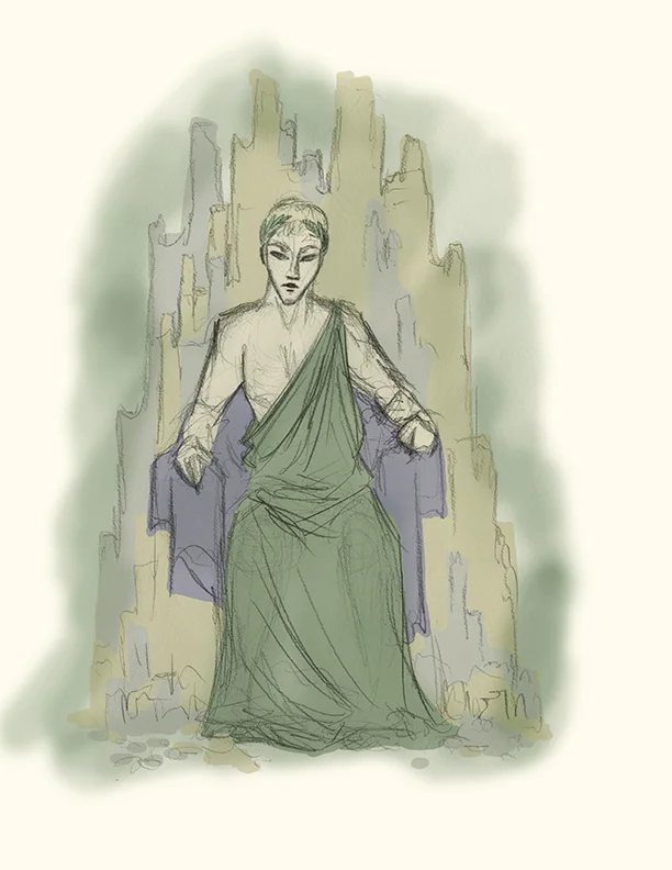 "Plutus" by Annalise Fegan, pencil, digital, 8.5x11in, 2017, NFS