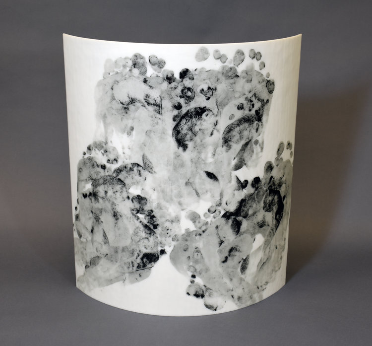 "The Klezmer Step | Glass Study" by KCJ Szwedzinski , Enamel on glass, 22x22in, 2018