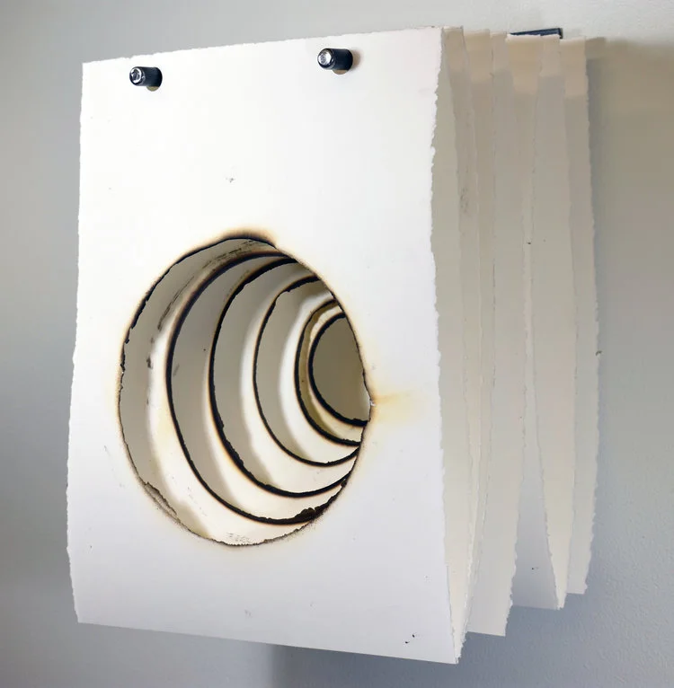 "Coincidence of Opposites I" by KCJ Szwedzinski, Stonehenge paper, steel, 11x15x9in, 2018