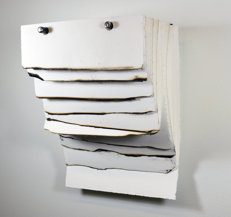 "Coincidence of Opposites II" by KCJ Szwedzinski, Stonehenge paper, steel, 11x15x9in, 2018