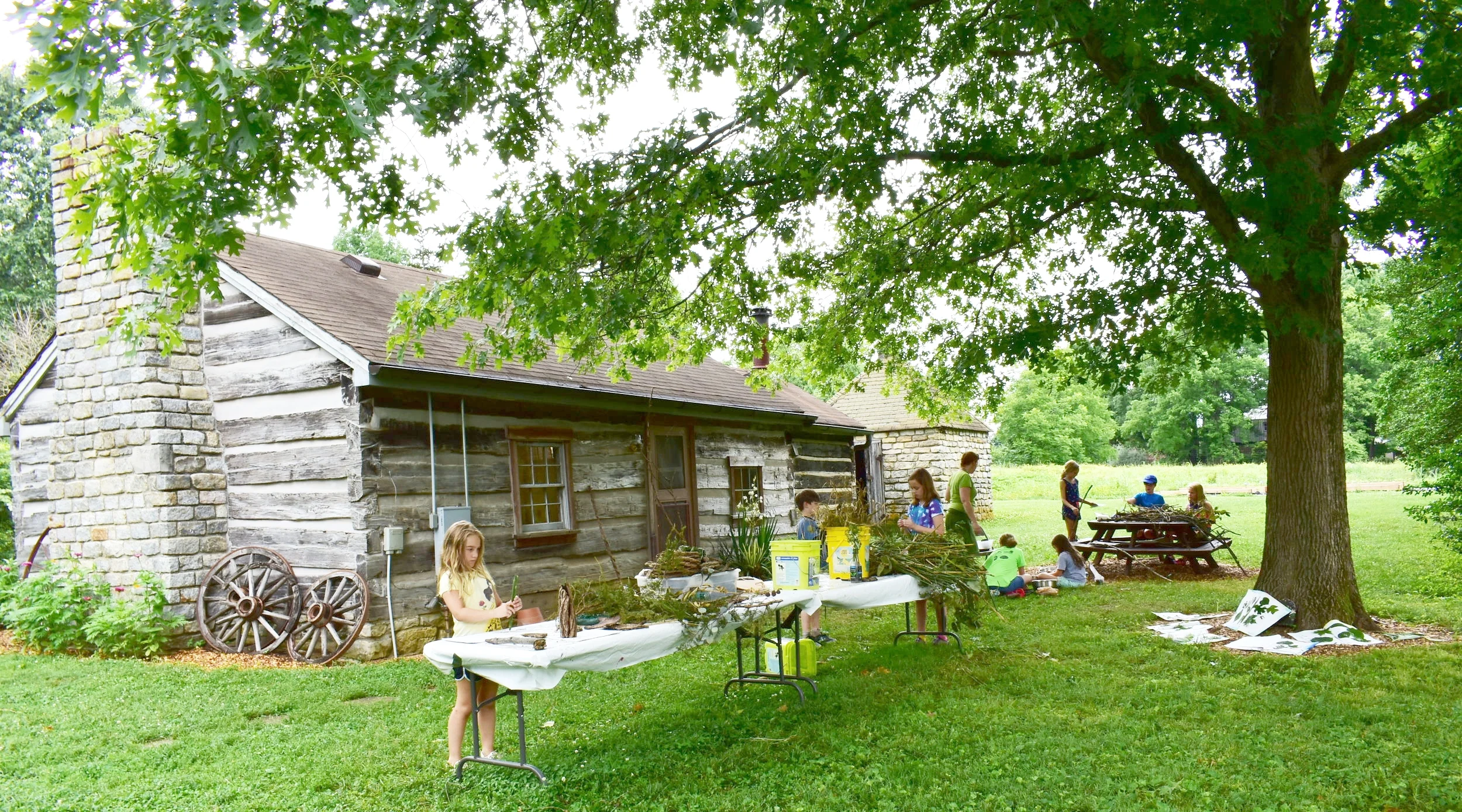 At Yew Dell and Louisville Visual Art’s summer camp today, the artists beat the rain while working on gourds and mashing beets together to make paint. We can't wait for week 2 next month.