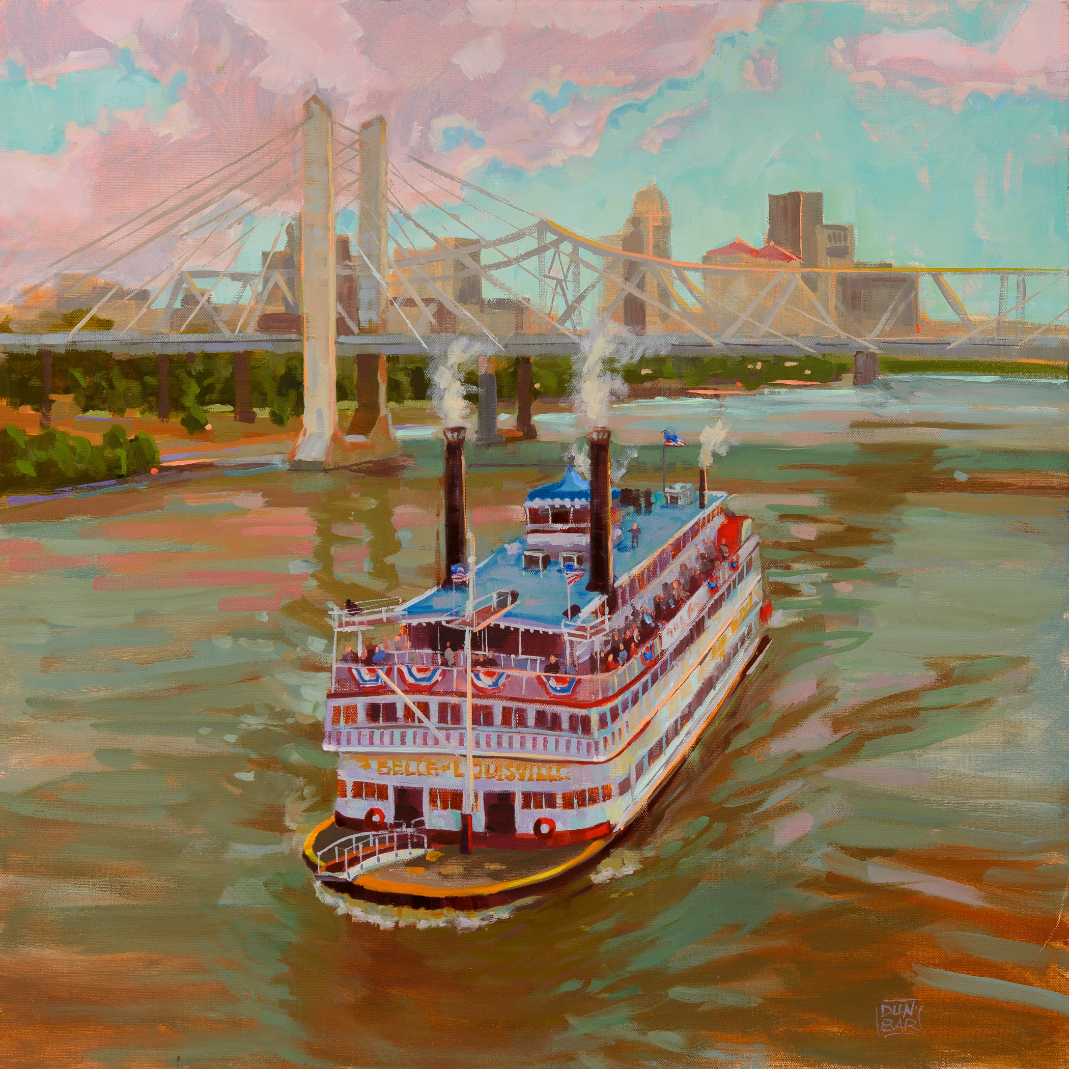 "Belle and Lincoln Bridge" by Lynn Dunbar Bayus, Oil canvas paint, 18x18in, $1200