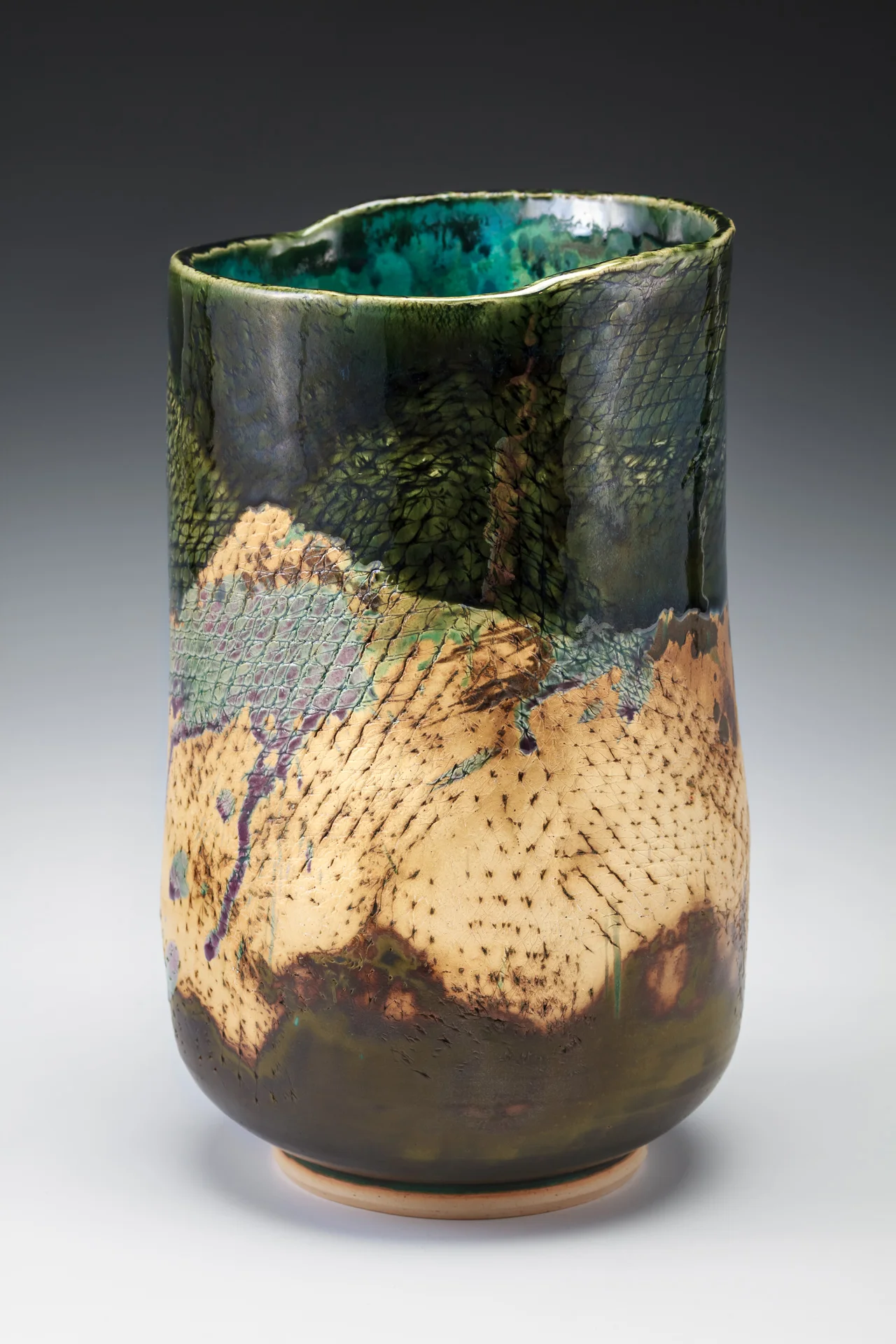 "Moonstone Vase", by Lisa Kurtz, Stoneware, thrown and slab, 10x6.5x5.5in, 2017, $280