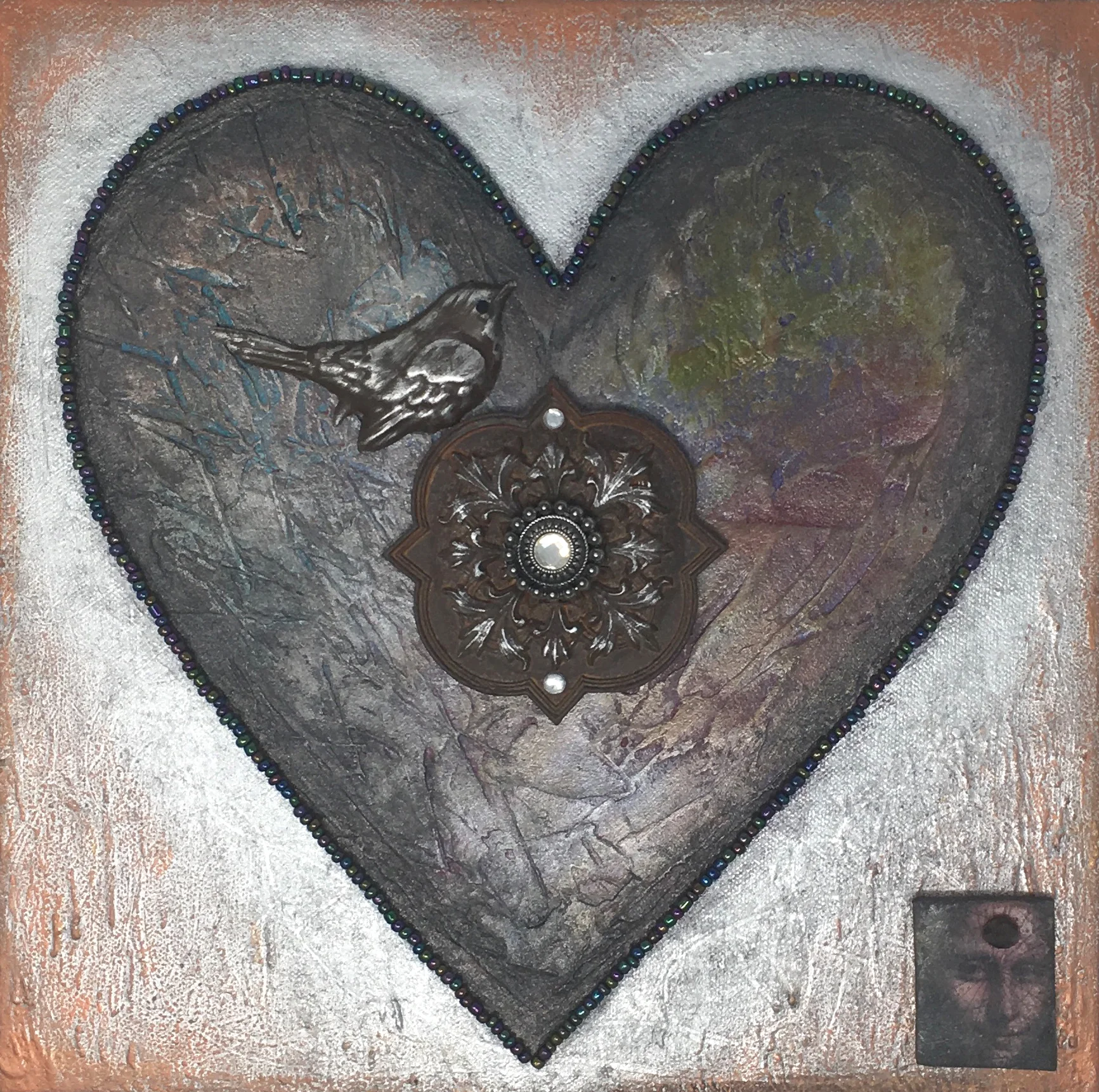 “The GateKeeper” by Deb Ogburn, Mixed Media on gallery profile canvas, 12x12in , 2017, $75
