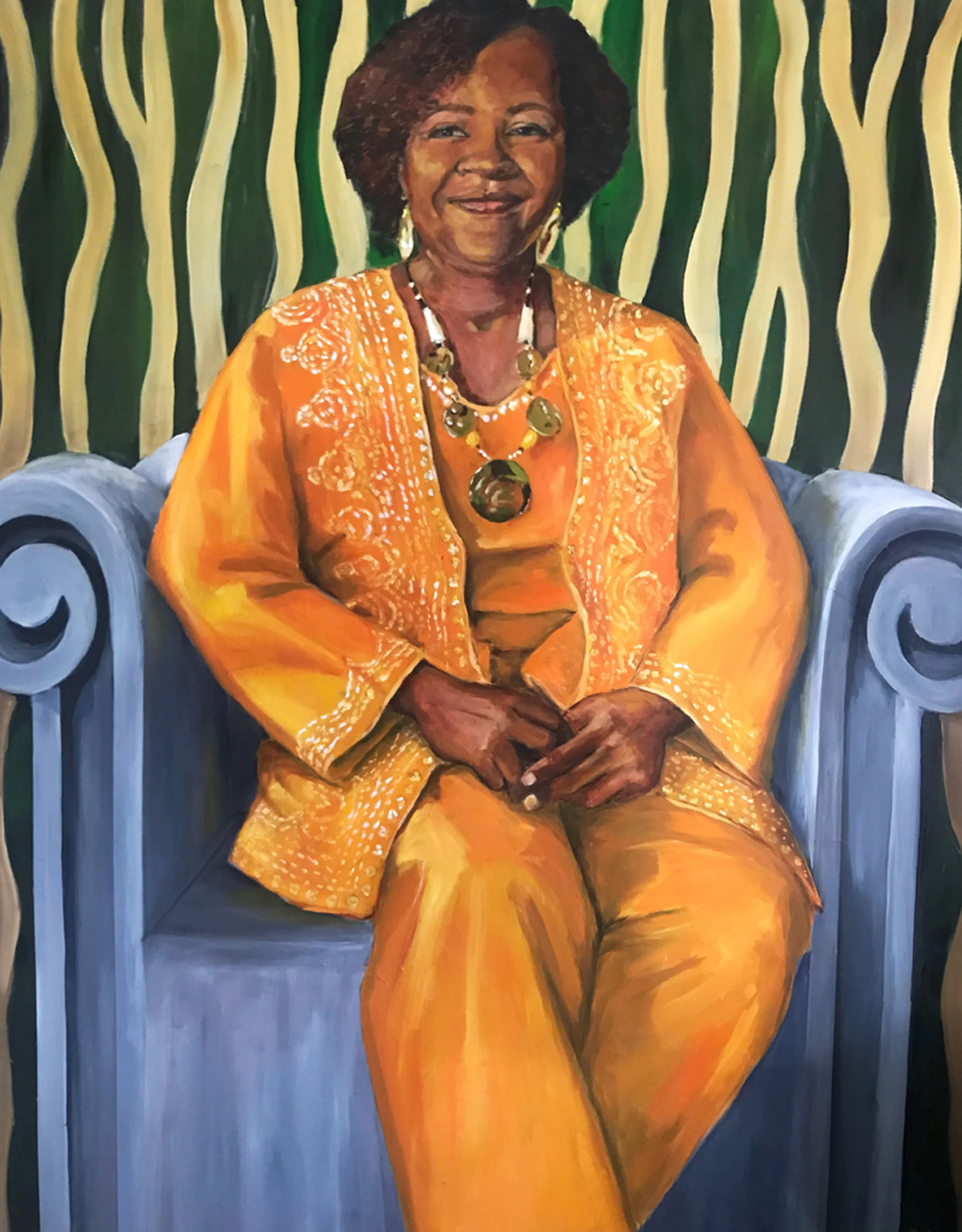 “Living Monument, Angela Hollingsworth” by Sandra Charles, Oil on canvas, 48x60in, 2019, $4750