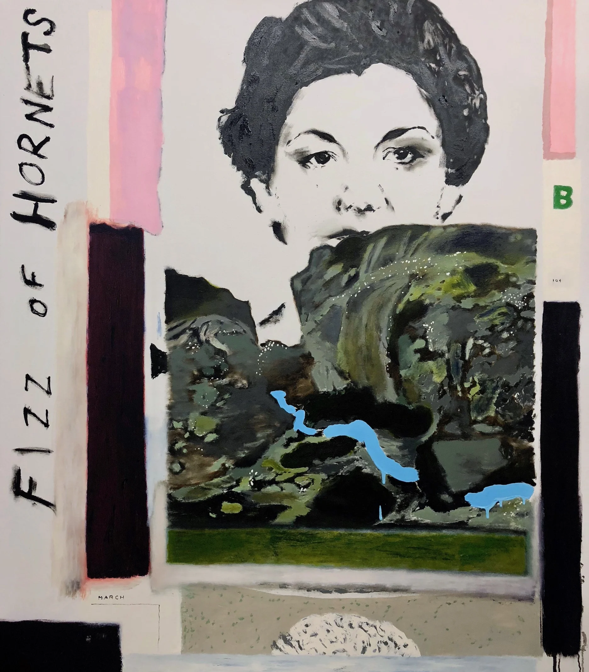 “Fizz Of Hornets (Betty)” by John Brooks, 42x56in, Oil on canvas, 2018, $3800