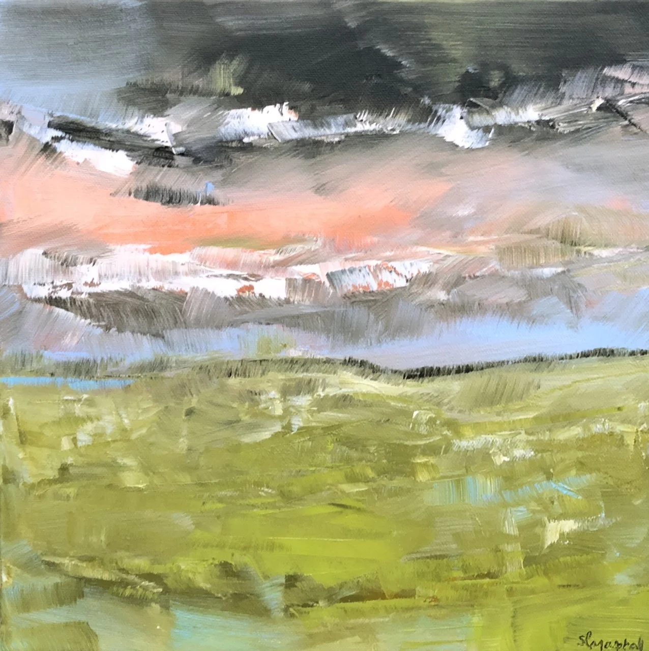 ”Vivid Sky” by Shawn Marshall, Oil on canvas, 12x12in, 2019