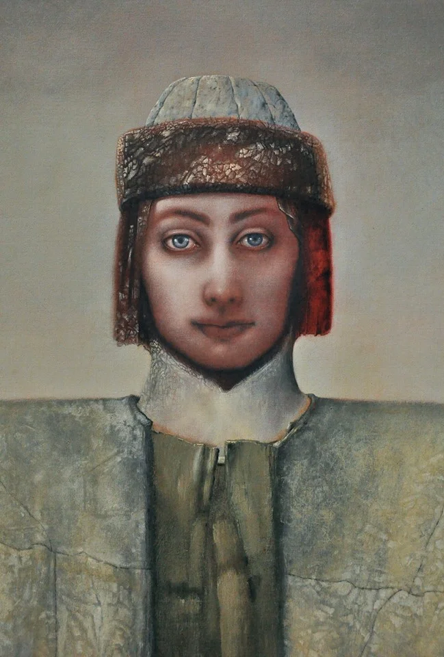 “Icon For An Unknown Religion” (detail) by Hawk Alfredson, Oil on canvas, 39x33in, 1999