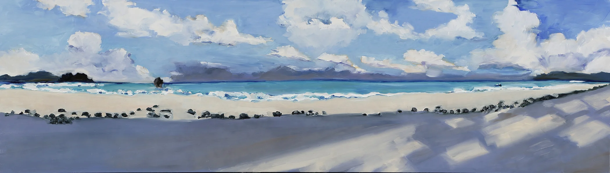 “Color Slice” by Sharon Weis, Oil paint on birch plywood, 13x42in, 2019, $1200