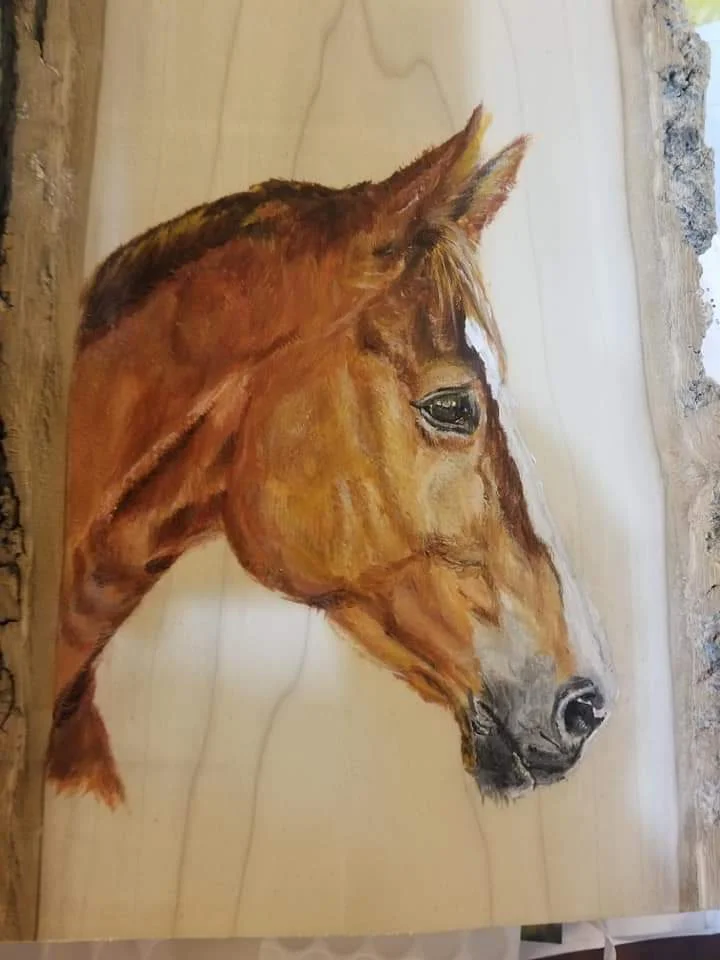 “Horse” by Macei Hamilton, Acrylic on wood, 12x10in, 2018, Private Collection