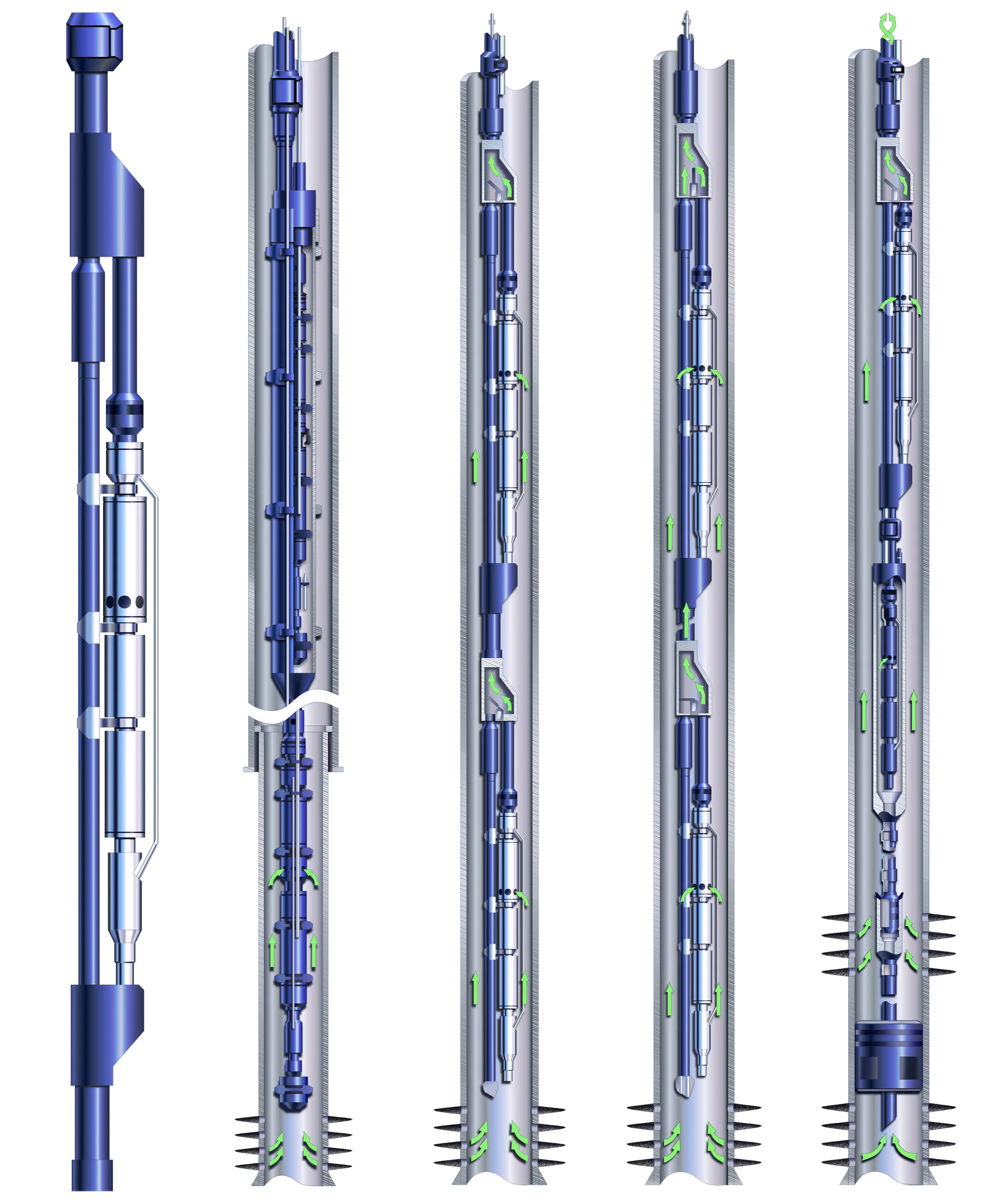 Energy art illustrating down hole flow valves.