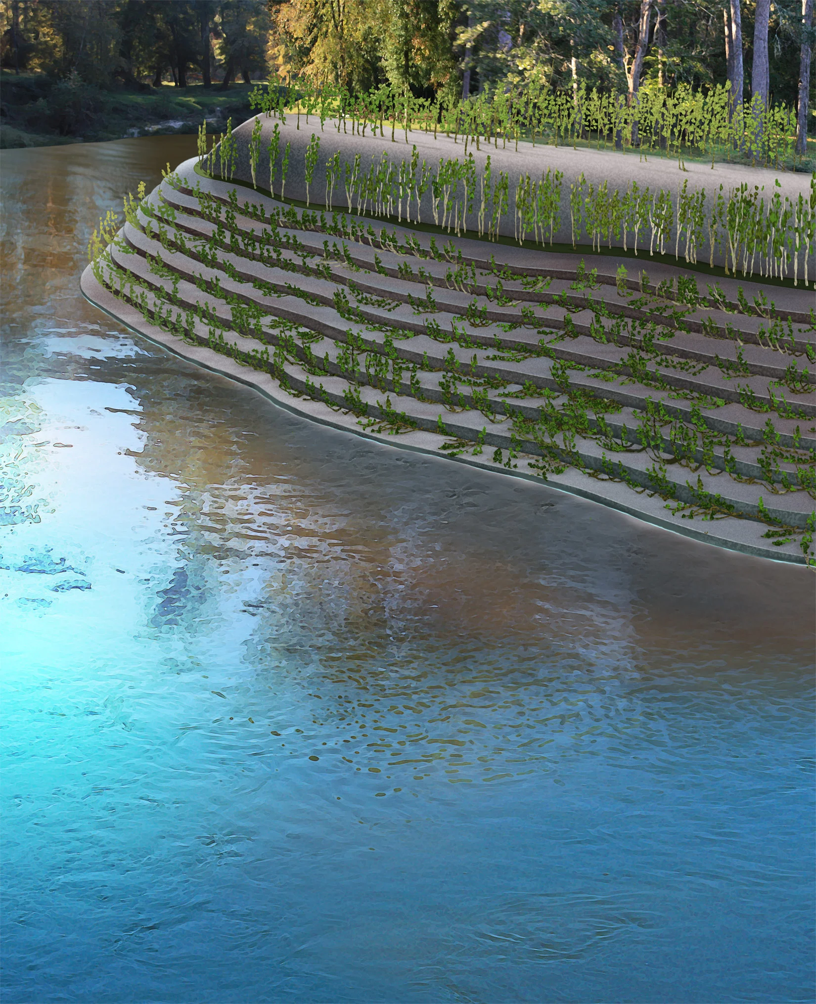 Environmental art Illustrating root ball erosion reclamation project.