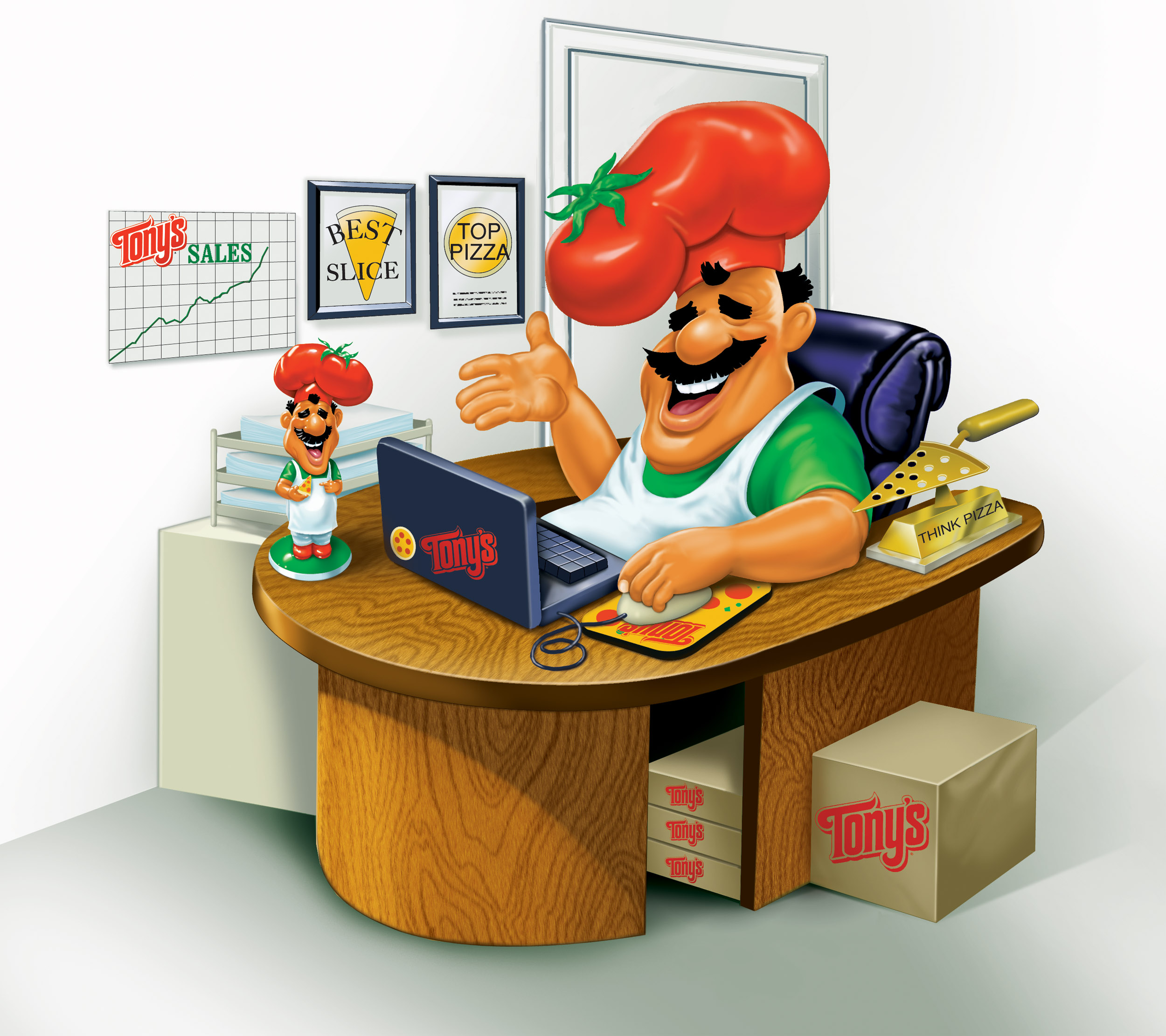 Mascot art for Tony's Pizza.