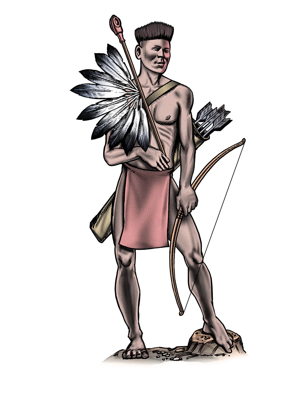 Cutline art of east Texas coastal plains indian.