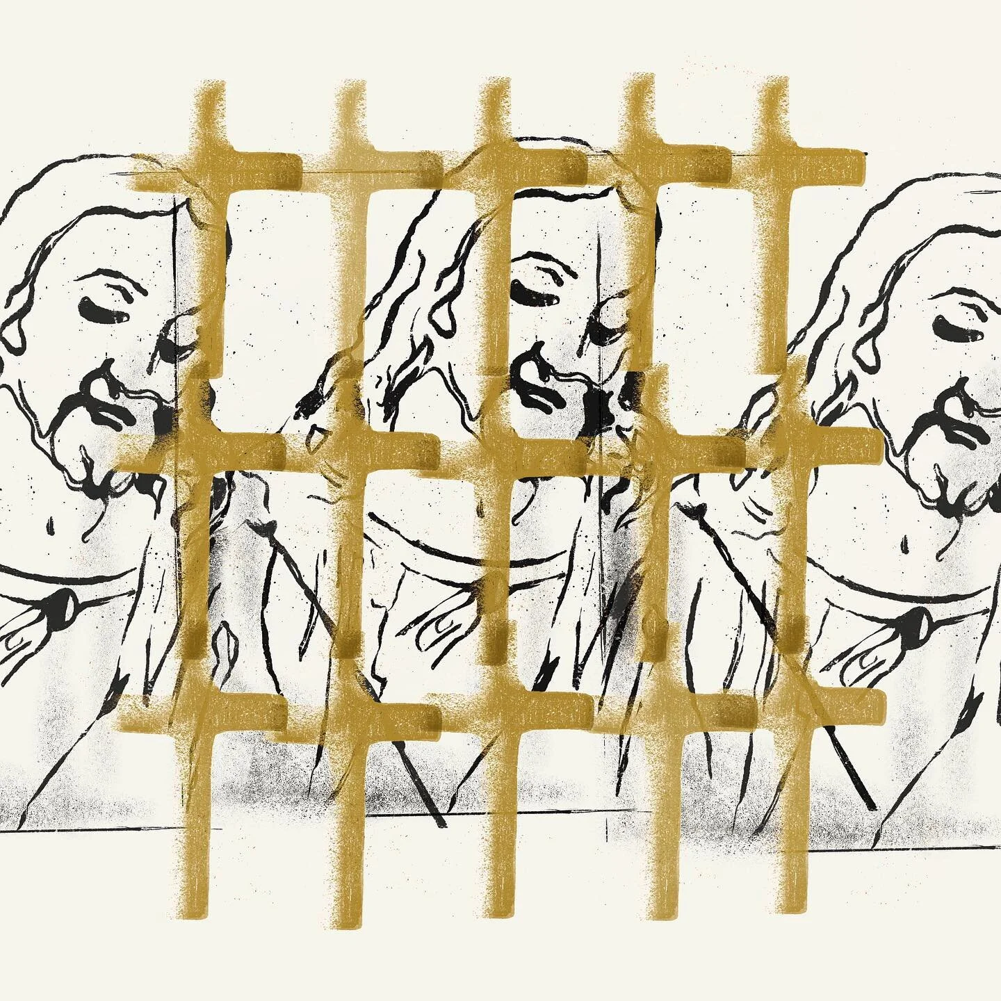 ➕Happy Sunday ➕
.
.
.
.
.
.
.
.
.
.
#personaljesus #sundayfunday #collageart #warhol #repetition #artmash #artistsofinstagram #draweveryday #jesuschrist #jail #ink #procreateart #screenprint #gold #basquiat #composition #canvas #gallery #printmaking 