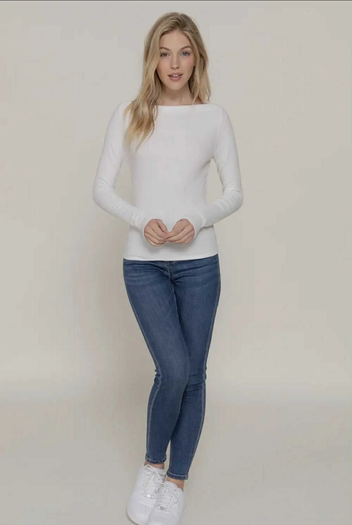 Wide Boat Neck Soft Rib Knit Top