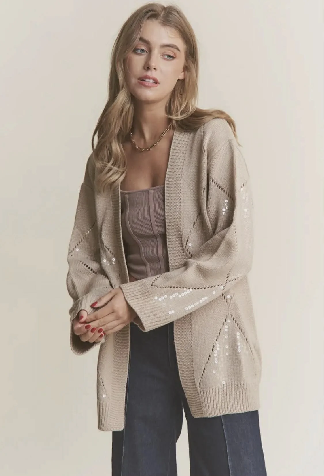 Sequin Diamond Elegance Cardigan