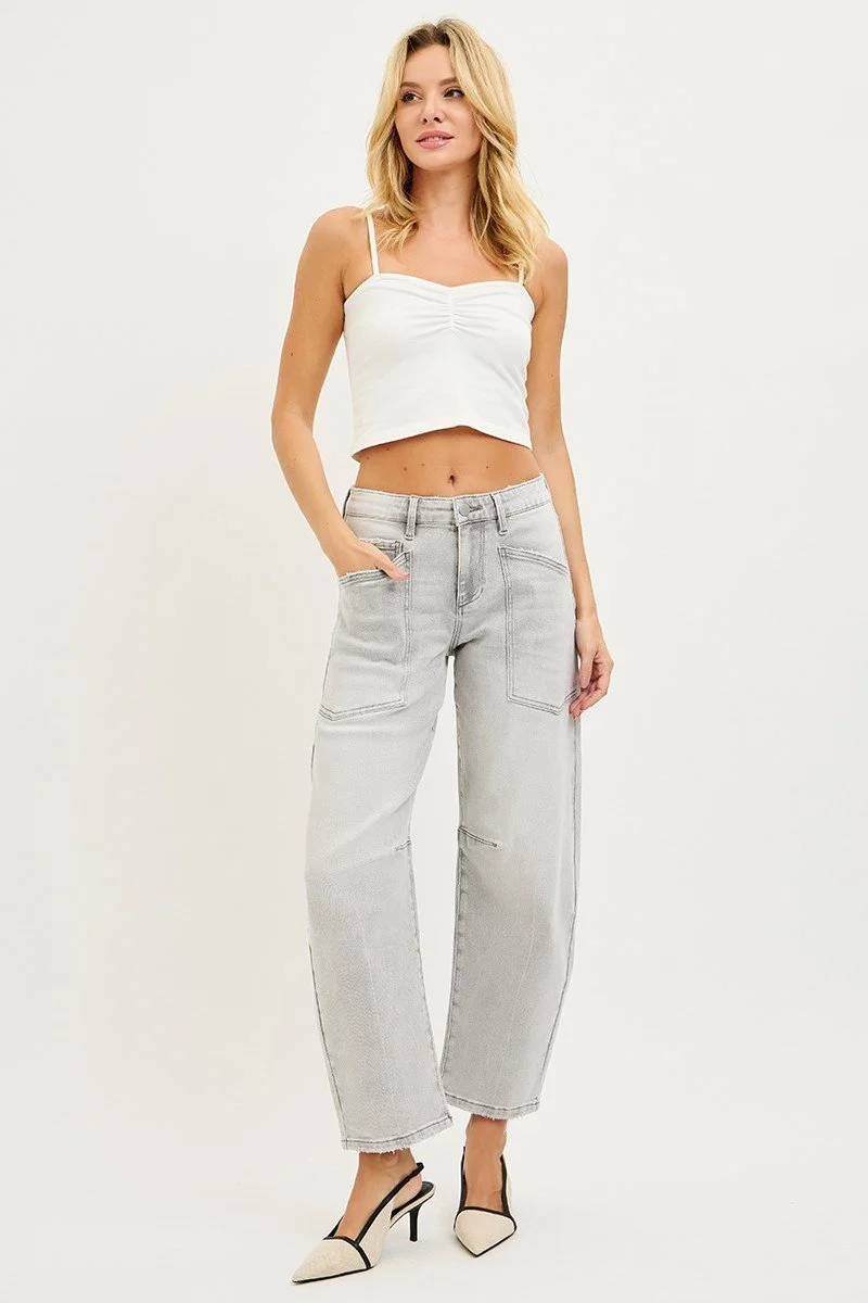 Mid Rise Barrel Leg Jeans - AVAILABLE 2nd WEEK in MARCH