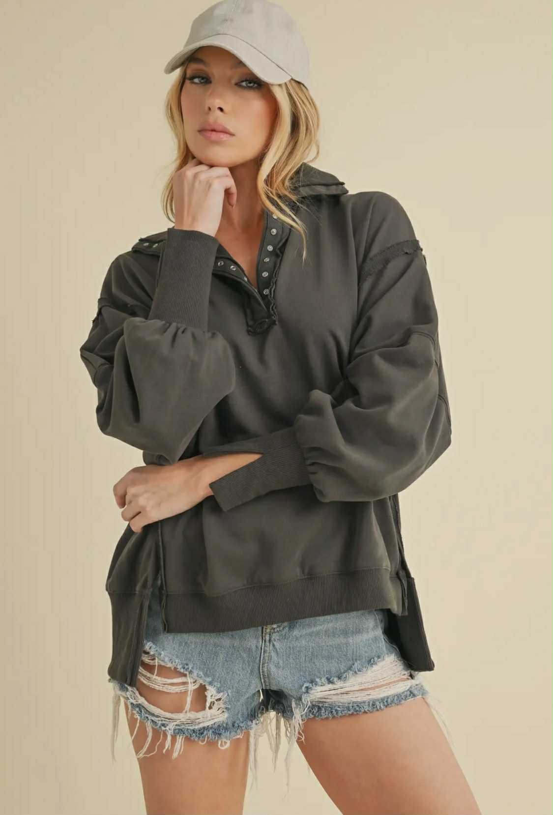 Henley Sweatshirt - Multiple Colors