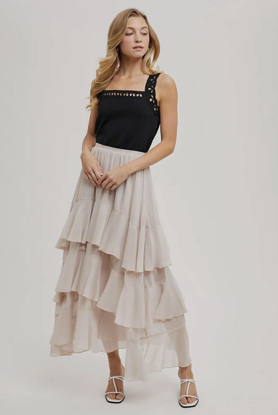 Chic Tiered Ruffle Maxi Skirt