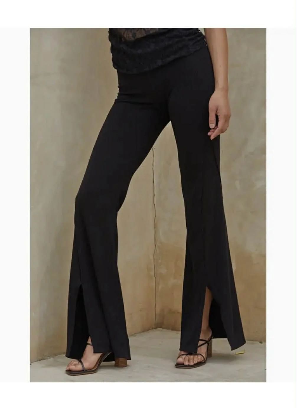 Black High-Waisted Split-Leg Pants