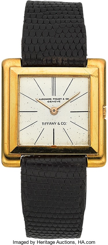 Audemars Piguet 18K Gold Square Wristwatch Ref. 5128BA Signed Tiffany & Co. Circa 1960