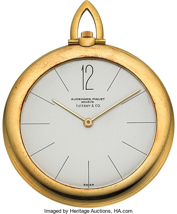 Audemars Piguet 18K Gold Ultra-Thin Pocket Watch Signed Tiffany & Co. Circa 1959