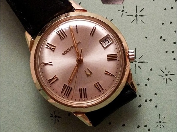 Lot 4 - Bulova Accutron, 1967 (M7) 14K Gold Filled Bulova Accutron with 218 tuning fork movement. This example features a silvered dial with Roman Numerals. This watch is keeping good time, functions properly, and comes with a recently replaced battery. Donated by a member of the Horological Society New York. Estimate: $200 - $300