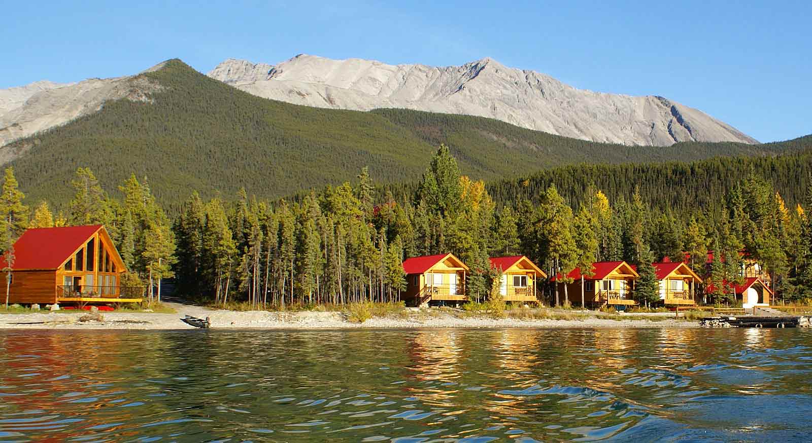 Stay in a lakeshore chalet directly on Muncho Lake