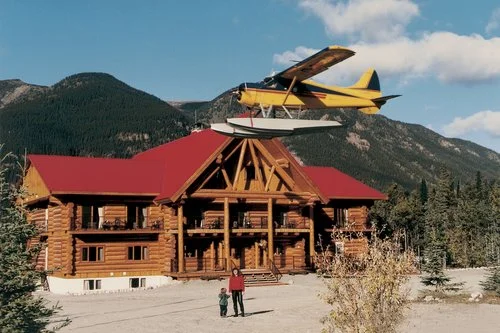 1996 - Urs' famous Lodge Flyby with his wife Marianne and his son Daniel below