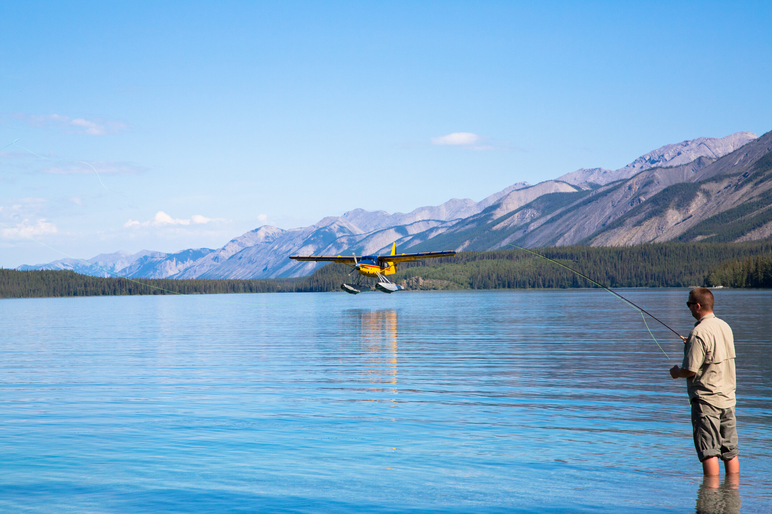 Fly in fishing Muncho Lake