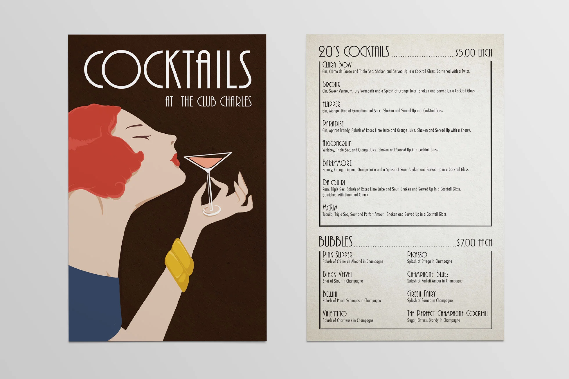 Club Charles Drink Menu