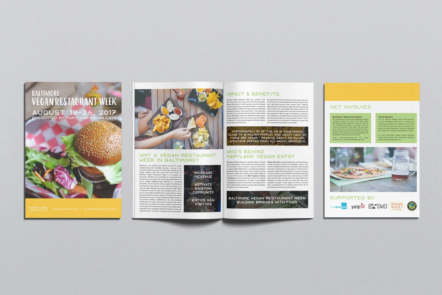  A custom brochure was designed and sent out to over 50 restaurants in the Baltimore area to entice them to join. 