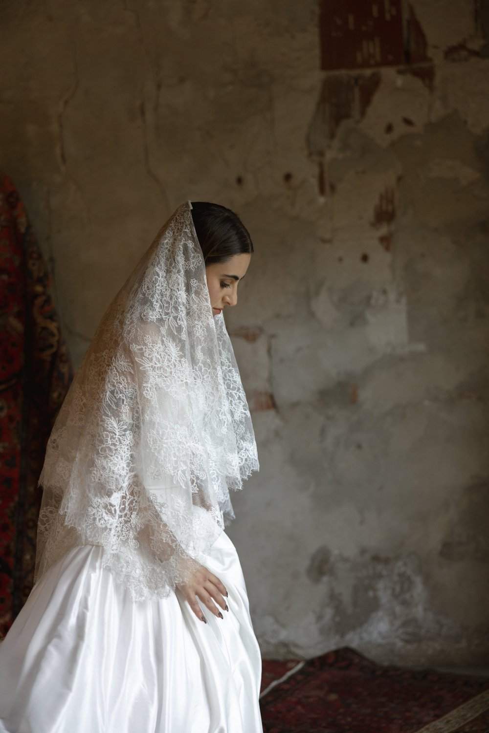 The Peace Veil is a romantic and timeless bridal accessory, crafted in  delicate corded lace.  Goli June