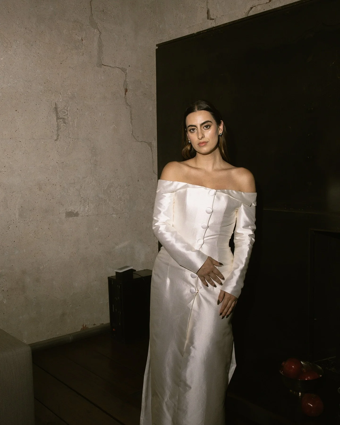 Silk Rebellion Spotlight no.3 &bull; The Karma Blazer Dress

This dress redefines modern bridal tailoring. Crafted in a luxurious cotton&ndash;wool blend in a soft vanilla hue, this structured floor length gown with mini dress skits features an inter
