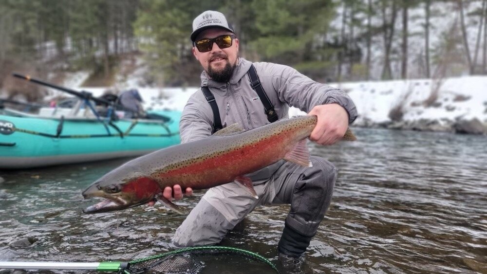 Holy smokes, Joe! Such a stunning salmonid and a really great reminder of why we do the work we do. These rivers tie it all together.⁠
⁠
📸: Fisheries biologist Joe Lemanski, bonding with winter steelhead on the Wallowa River in Northeast Oregon.⁠
⁠
