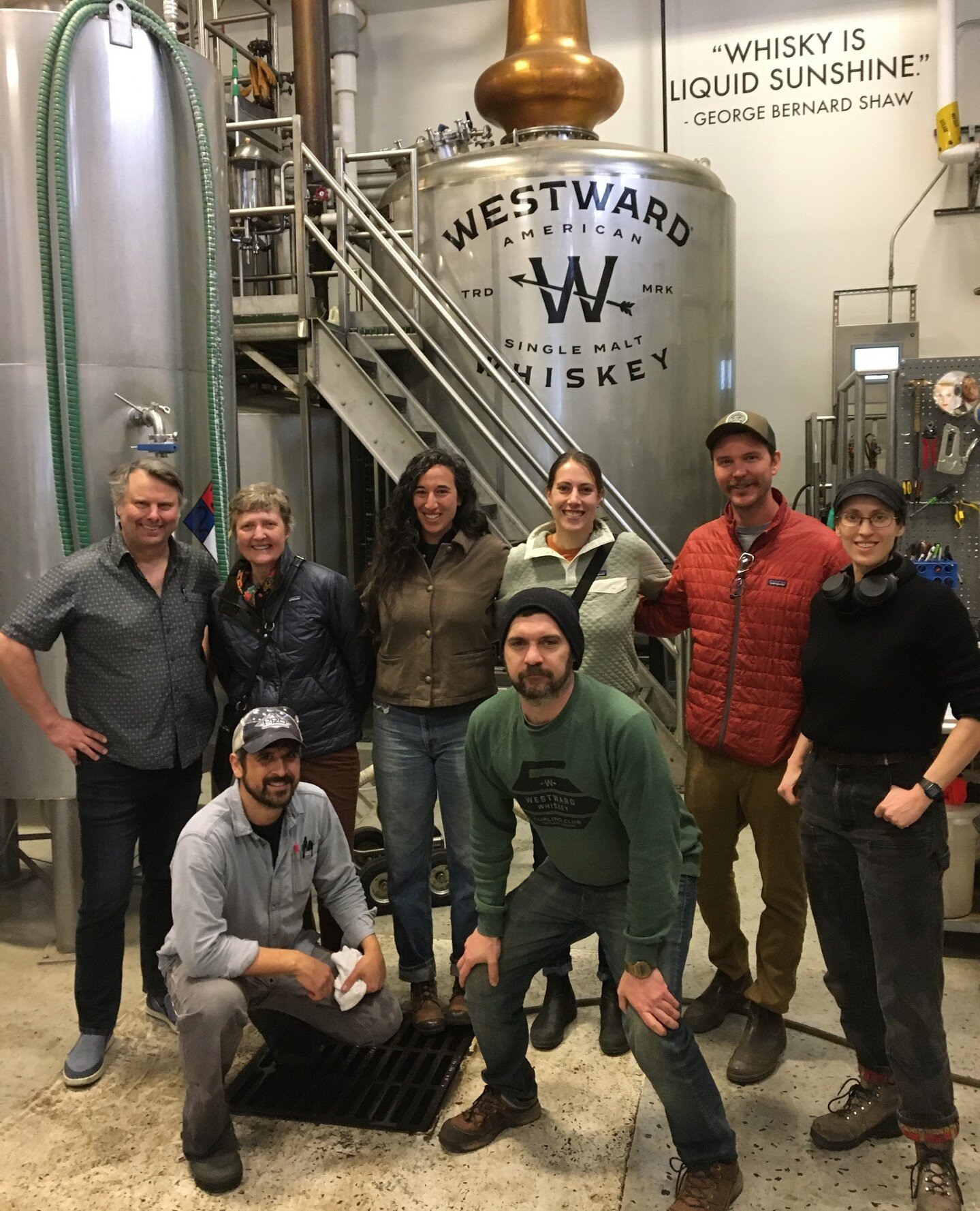 Hi all! Kether here, sharing a picture that brings together a whole lot of different aspects of my work in malt.⁠
⁠
In April I took an opportunity to visit Westward Whiskey and invited a few folks to join me there. Here in this photo is so much more 