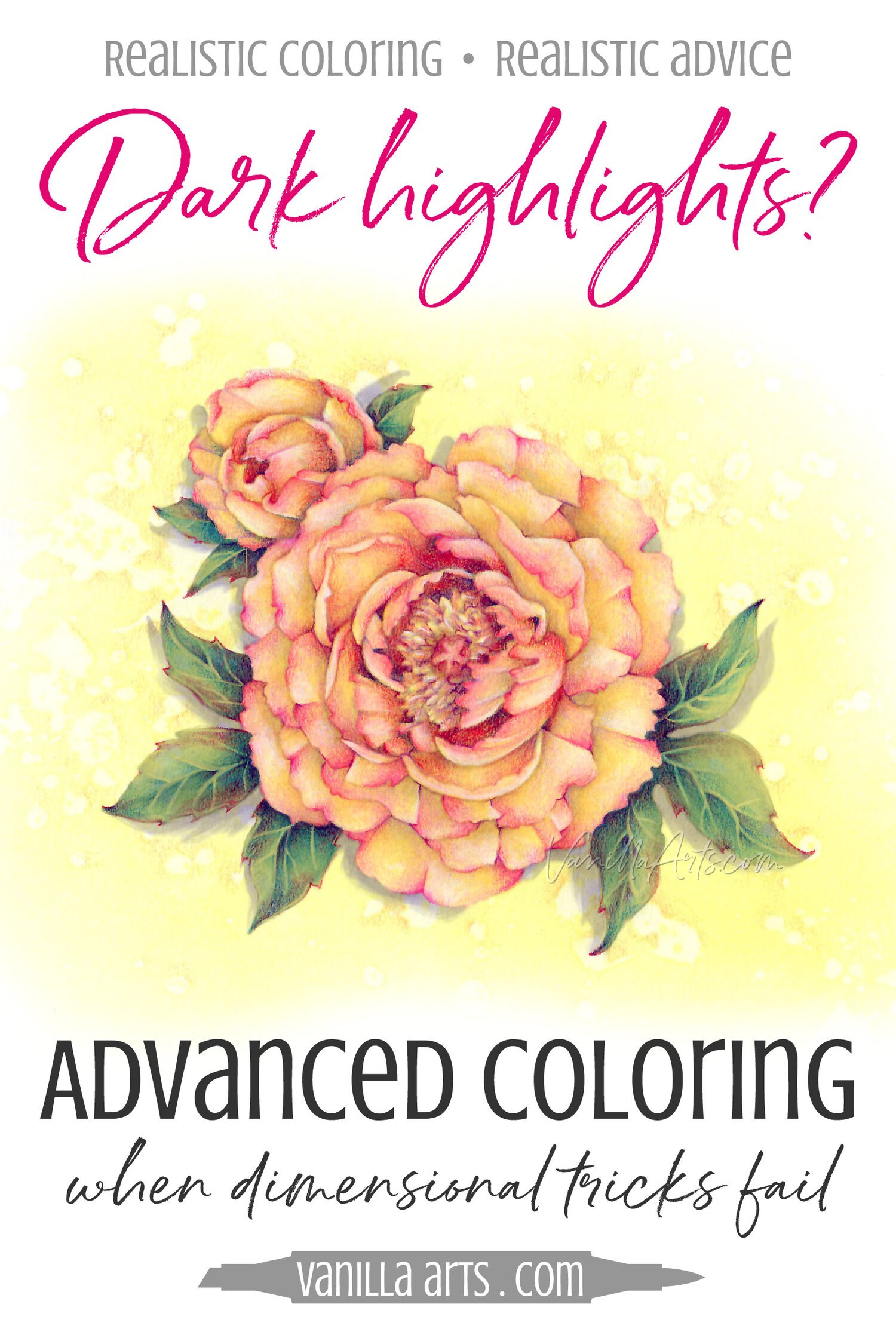 Copic Marker Highlights: When Dimensional Coloring Technique Fails (Dark Pulling)