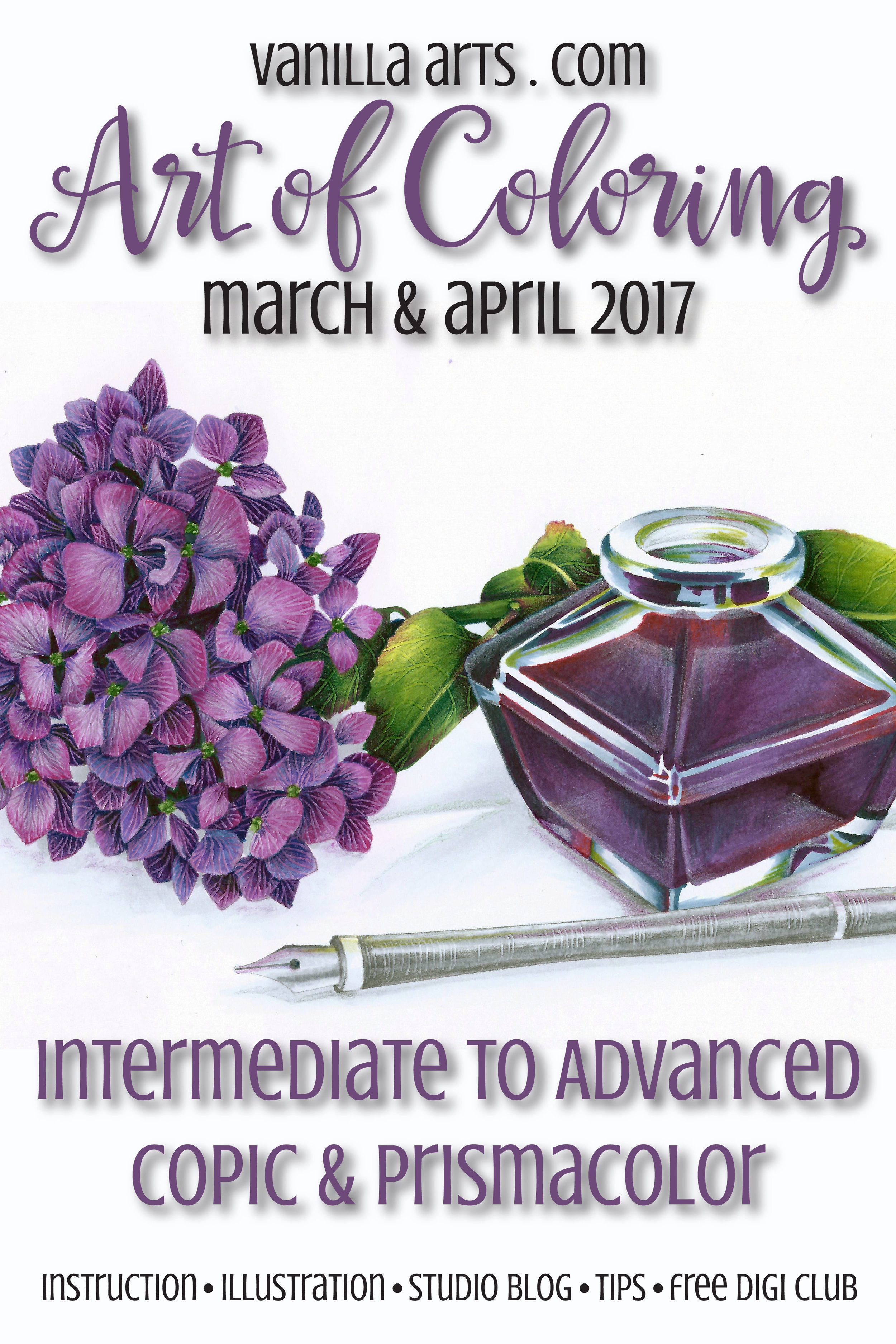 Artistic Coloring: Advanced Online Floral & Glass class (Copic Marker, Colored Pencils)